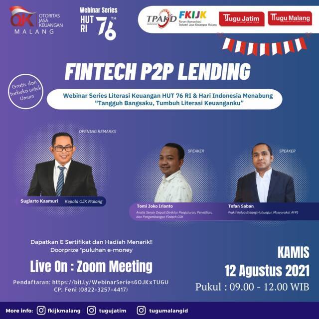 Webinar Series #6 yang digelar OJK Malang X Tugu Media Group. (Foto: Tugu Media Group/Tugu Jatim)