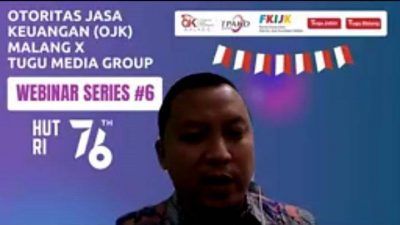 Kepala Bagian Pasar Modal EPK dan IKNB OJK, Doni Eko Arifyanto saat memberi sambutan di webinar series literasi keuangan ke-6 yang digelar OJK Malang bersama Tugu Media Group dengan tema Fintech P2P Landing “Tangguh Bangsaku, Tumbuh Literasi Keuanganku”, Kamis (12/08/2021). (Foto: Dokumen/Tugu Malang/Tugu Jatim)