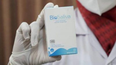 BioSaliva, alat diagnosis Covid-19 dengan metode kumur yang diproduksi PT Biofarma. (Foto: Kemenkes RI/Tugu Jatim)