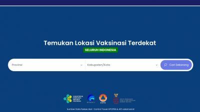 Tampilan website pencarian layanan faskes vaksinasi di laman satgas Covid-19/tugu jatim