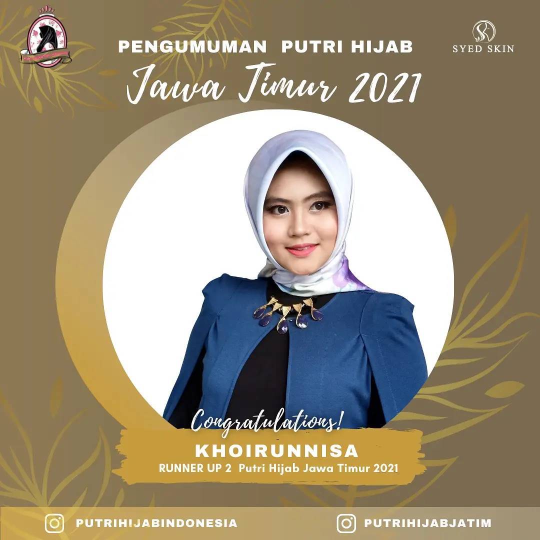 Khoirunnisa, mahasiswa Ilmu Komunikasi Universitas Brawijaya, berhasil menjadi Runner Up II Putri Hijab Jawa Timur 202/tugu jatim