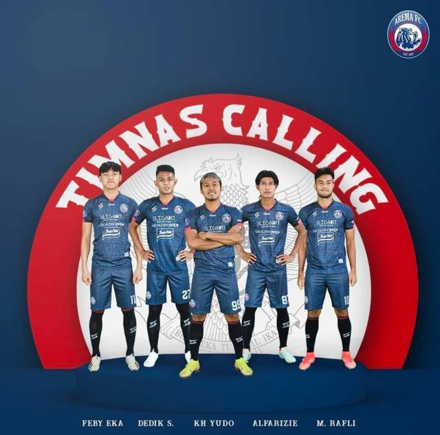 Lima pemain Arema FC yang dipanggil Timnas Indonesia untuk pemusatan latihan. (Foto: IG @aremafcofficial/Tugu Jatim)