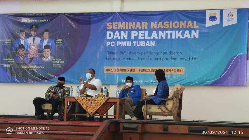 Rangkaian acara pelantikan PC PMII Tuban periode 2021-2022 pada Kamis (30/09/2021). (Foto: Mochamad Abdurrochim/Tugu Jatim)