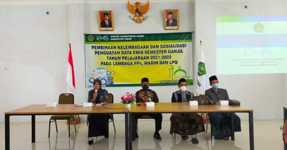 Kegiatan Pembinaan Kelembagaan dan Sosialisasi Penguatan Data Emis Semester Ganjil Tahun Pelajaran 2021/2022 pada lembaga PPs, Madin dan LPQ di gedung PLHUT, Kamis (23/09/2021).(Foto: Humas Kemenag Tuban/Tugu Jatim)