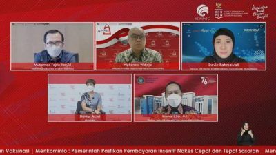 Virtual Dialog oleh KPCPEN dengan tema Mengenal Lebih Dekat Aplikasi PeduliLindungi, Rabu (8/9/2021). (Foto: Dokumen) tugu jatim