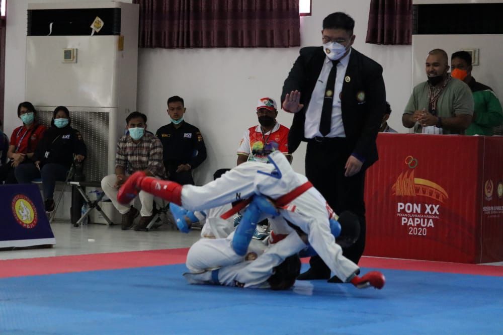 Pertandingan jujitsu di PON XX Papua 2021.(Foto: Dokumen/Tugu Jatim)
