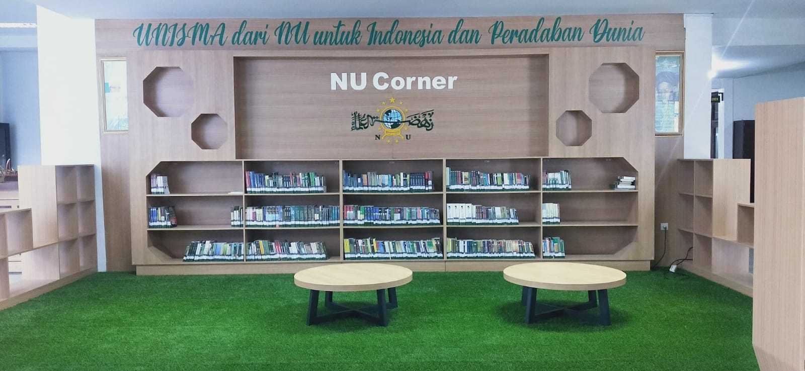 Perpustakaan Pusat Unisma Kota Malang yang dilengkapi spot NU Corner. (Foto: Feni Yusnia/Tugu Malang/Tugu Jatim)