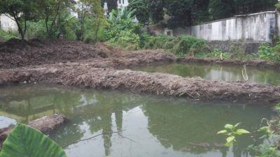 Penampakan kolam ikan yang dibangun Dinas Lingkungan Hidup Kota Batu dekat kawasan konservasi Sumber Mata Air Umbul Gemulo. (Foto: Nawakalam/Tugu Jatim)