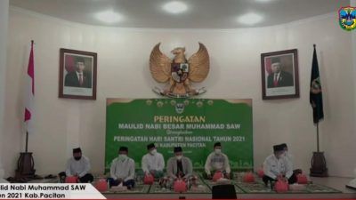 Pemerintah Kabupaten Pacitan peringati Maulid Nabi Muhammad saw dan Hari Santri Nasional di Pendopo Kabupaten pada Jumat (22/10/2021)