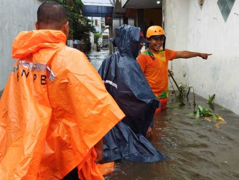 Genangan banjir yang terjadi akibat hujan lebat yang mengguyur Kota Malang. (Foto: BPBD Kota Malang/Tugu Jatim)