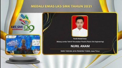 Tangkapan layar saat pengumuman pemenang Lomba Kompetensi Siswa (LKS) SMK Nasional 2021 yang diadakan secara daring pada 24 hingga 30 Oktober 2021. (Foto: Dokumen) tugu jatim smk tjp