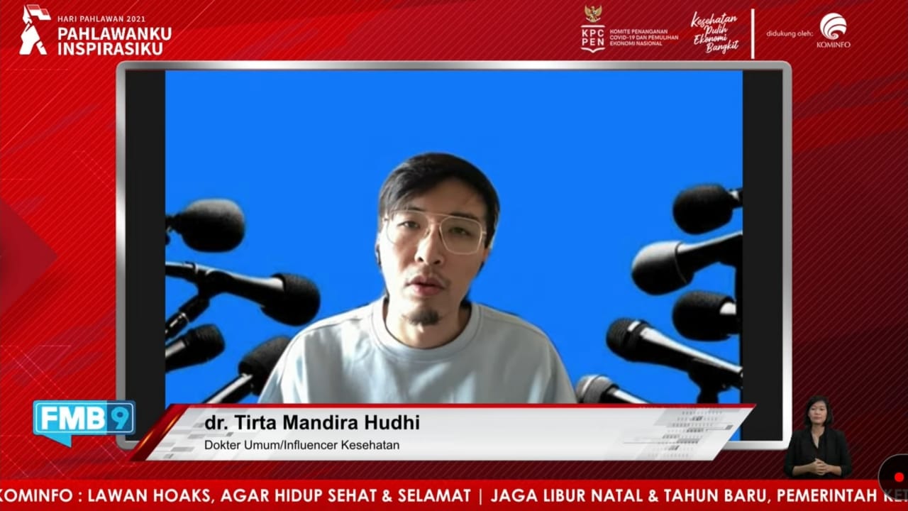 dr Tirta Mandira Hudhi, seorang influencer kesehatan, saat memberikan tanggapannya soal kemungkinan masuknya virus varian baru ke Indonesia di akhir tahun 2021/tugu jatim
