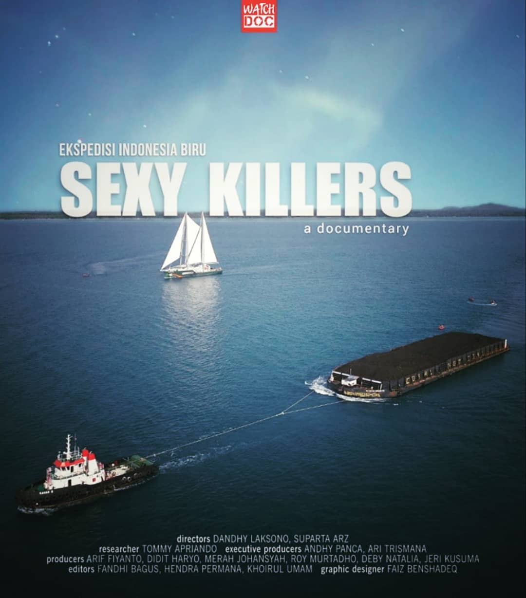 Poster film Sexy Killers. (Foto: IG @watchdoc_insta/Tugu Jatim)