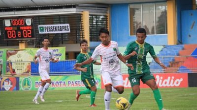 Persekabpas memenangkan laga derbi melawan Persekap di Liga 3 Jatim/tugu jatim