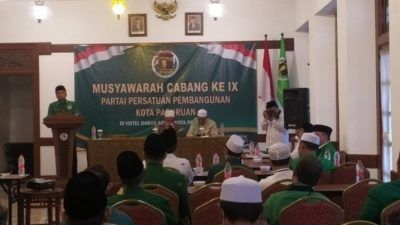 Suasana pelaksanaan rapat Muscab PPP Pasuruan ke-IX pada Selasa sore (16/11/2021), di Hotel Darussalam. (Foto: DPC PPP Pasuruan/Tugu Jatim)