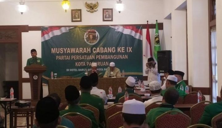 Suasana pelaksanaan rapat Muscab PPP Pasuruan ke-IX pada Selasa sore (16/11/2021), di Hotel Darussalam. (Foto: DPC PPP Pasuruan/Tugu Jatim)