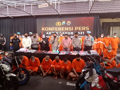Polresta Malang Kota mengungkap penindakan kasus sepanjang 2021.