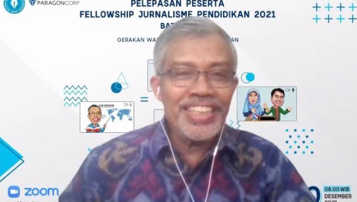 Direktur Pelaksana GWPP, Nurcholis MA Basyari, saat pelepasan peserta Fellowship Jurnalisme Pendidikan (FJP) Angkatan III.