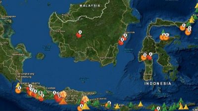 Peta sebaran Gunung Berapi Aktif di Indonesia