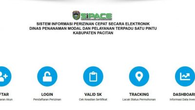 Tangkapan layar laman SiPaCe DPMPTSP Kabupaten Pacitan.