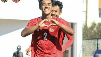 Selebrasi Pratama Arhan setelah mencetak gol.