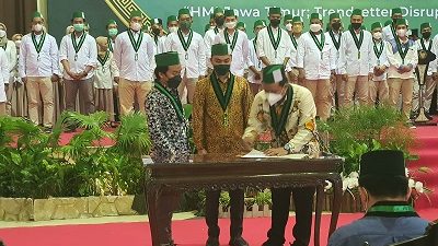 Pengurus Besar (PB) Himpunan Mahasiswa Islam (HMI) melantik kepengurusan Badan Koordinasi HMI Jawa Timur Periode 2021-2023.