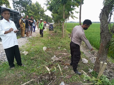 Lokasi kecelakaan yang dialami ketiga bocah SMP di Desa Balenrejo, Kecamatan Balen, Kabupaten Bojonegoro, Senin (24/01/2022).