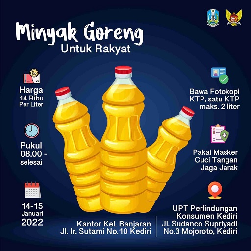 Brosur operasi pasar untuk minyak goreng antara Pemkot Kediri dan Pemprov Jatim