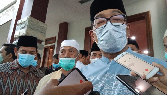 Gubernur Jawa Barat, Ridwan Kamil, di sela-sela kunjungannya ke Pondok Pesantren Lirboyo Kota Kediri, Kamis (20/1/2022).