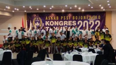 Kongres Tahunan Asosiasi Kabupaten Persatuan Sepak Bola Seluruh Indonesia (Askab PSSI) di Adelia Caffe and Resto Bojonegoro, Selasa (01/02/2022).