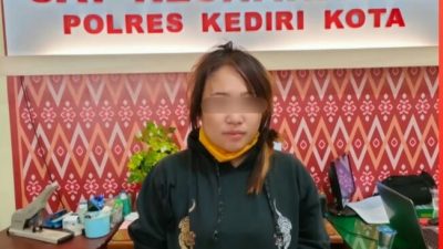 Tersangka MA yang berparas cantik, warga Kecamatan Senang, Kabupaten Tulungagung ditangkap Satresnarkoba Polres Kediri Kota atas kasus narkoba.