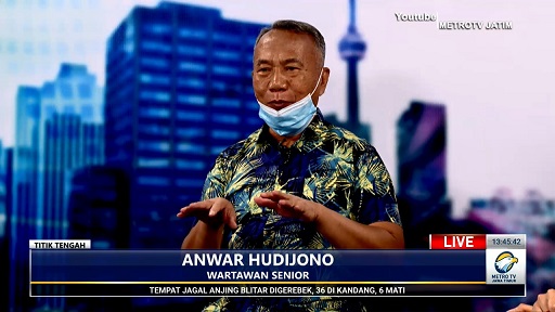 Anwar Hudijono, wartawan senior dalam acara dialog di Metro TV Jatim, Selasa (29/3/2022).