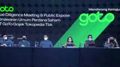 Tangkapan layar acara Due Diligence Meeting & Public Expose dan Konferensi Pers PT GoTo Gojek Tokopedia Tbk, Selasa (15/3/2022).