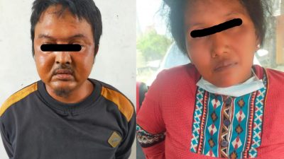 Mukhamadun (40) dan Siti Sutisni (36), pelaku pencurian sepeda motor di Desa Kenep Kecamatan Balen, Kabupaten Bojonegoro, Selasa (29/03/2022).