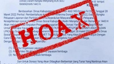 Berita hoax. (Foto: IG Dinaskominfokab Kediri/Tugu Jatim)