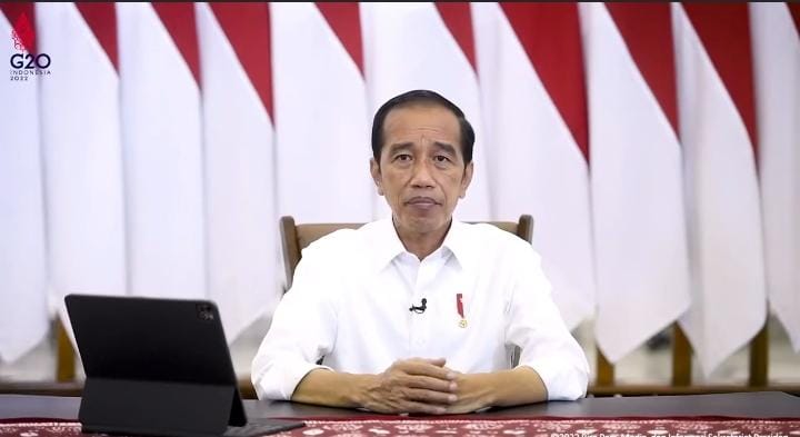 Presiden Joko Widodo saat menetapkan cuti bersama Idul Iftri 1443 di akun YouTube @Sekretariat Presiden pada Rabu, (6/4/2022).