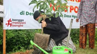 Mochamad Nur Arifin sedang melakukan penanaman Buah, Kamis (10/02/2022).