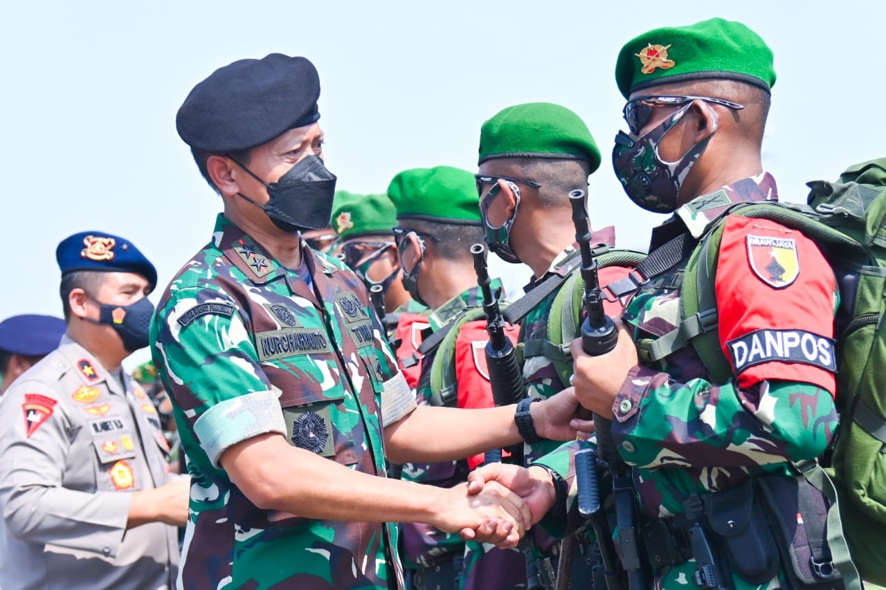 Pangdam V/Brawijaya, Mayjend TNI Nurchahyanto, ketika memberikan selamat datang untuk para prajurit, Selasa (19/4/2022).