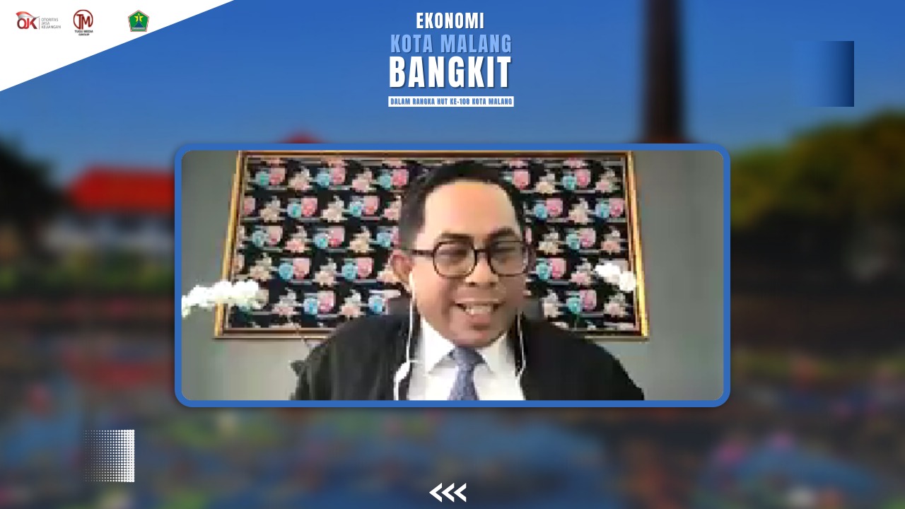 Kepala OJK Malang, Sugiarto Kasmuri, dalam acara Webinar bertajuk 'Ekonomi Kota Malang Bangkit' pada Senin (4/4/2022).