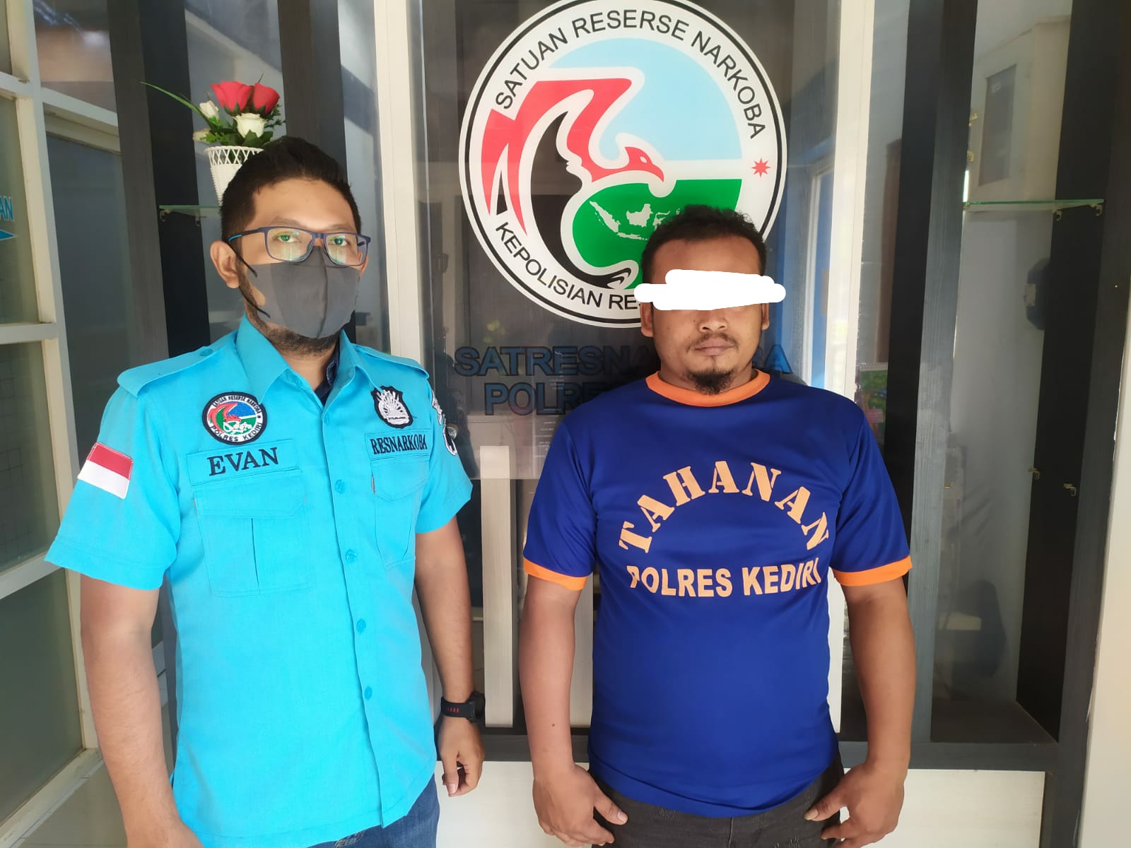 Terduga pengedar Narkoba AS (29) warga Desa Purwokerto, Kecamatan Ngadiluwih, Kabupaten Kediri yang kini mendekam di jeruji besi Polres Kediri.