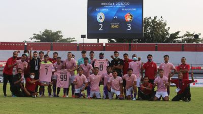 Sejumlah pemain Persik Kediri saat di Liga 1 musim lalu.