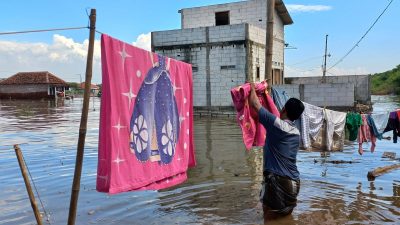 Banjir rob merendam pemukiman di Dusun Kisik, Desa Kalirejo, Kecamatan Kraton, Kabupaten Pasuruan selama tiga hari.