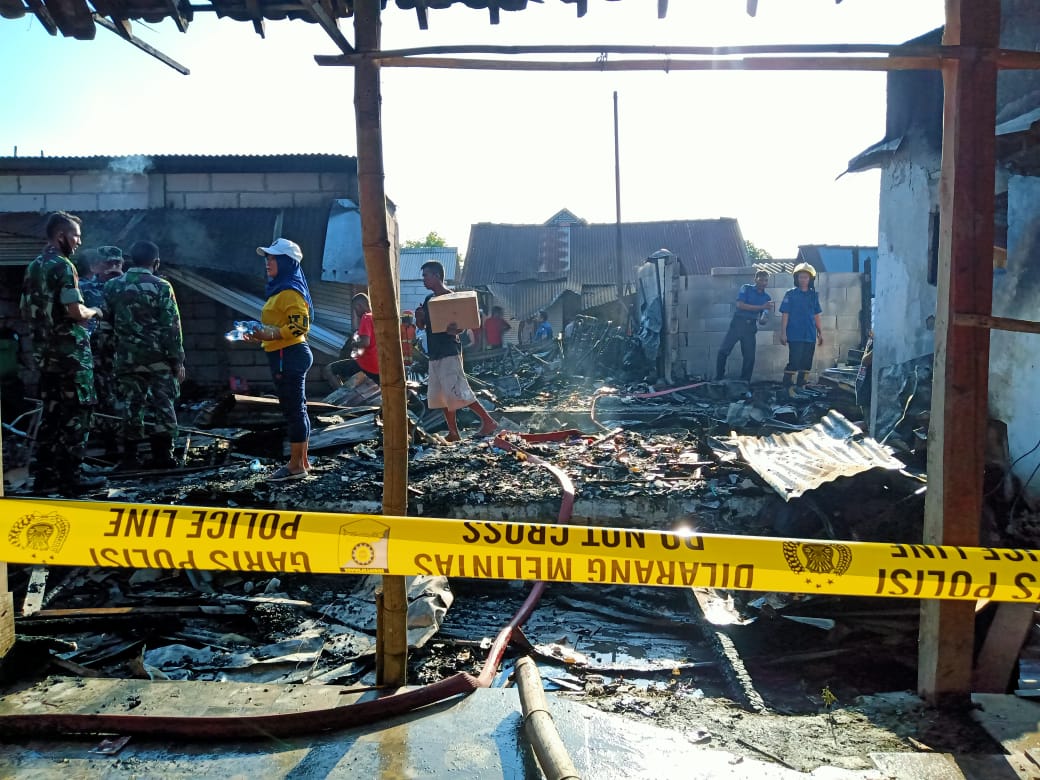 Kondisi pasca kebakaran Pasar Bungkal, Desa Sidobandung, Kecamatan Balen, Kabupaten Bojonegoro, Rabu (22/06/2022).