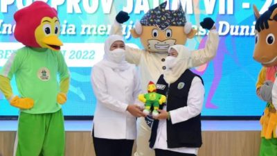 Maskot Porprov. (Foto: Humas Pemprov Jatim/Tugu Jatim)