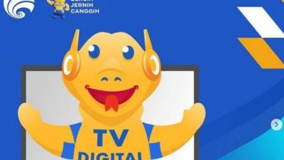 Maskot Modi sebagai penanda peralihan dari TV analog ke digital.