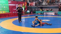 Atlet gulat asal Kabupaten Malang memenangkan pertandingan final di Porprov Jatim VII.