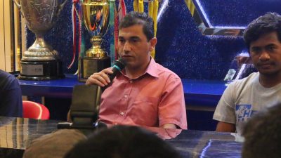 Pelatih Kepala Arema FC, Eduardo Almeida dalam konferensi pers jelang pertandingan Arema FC vs Rans Nusantara FC.