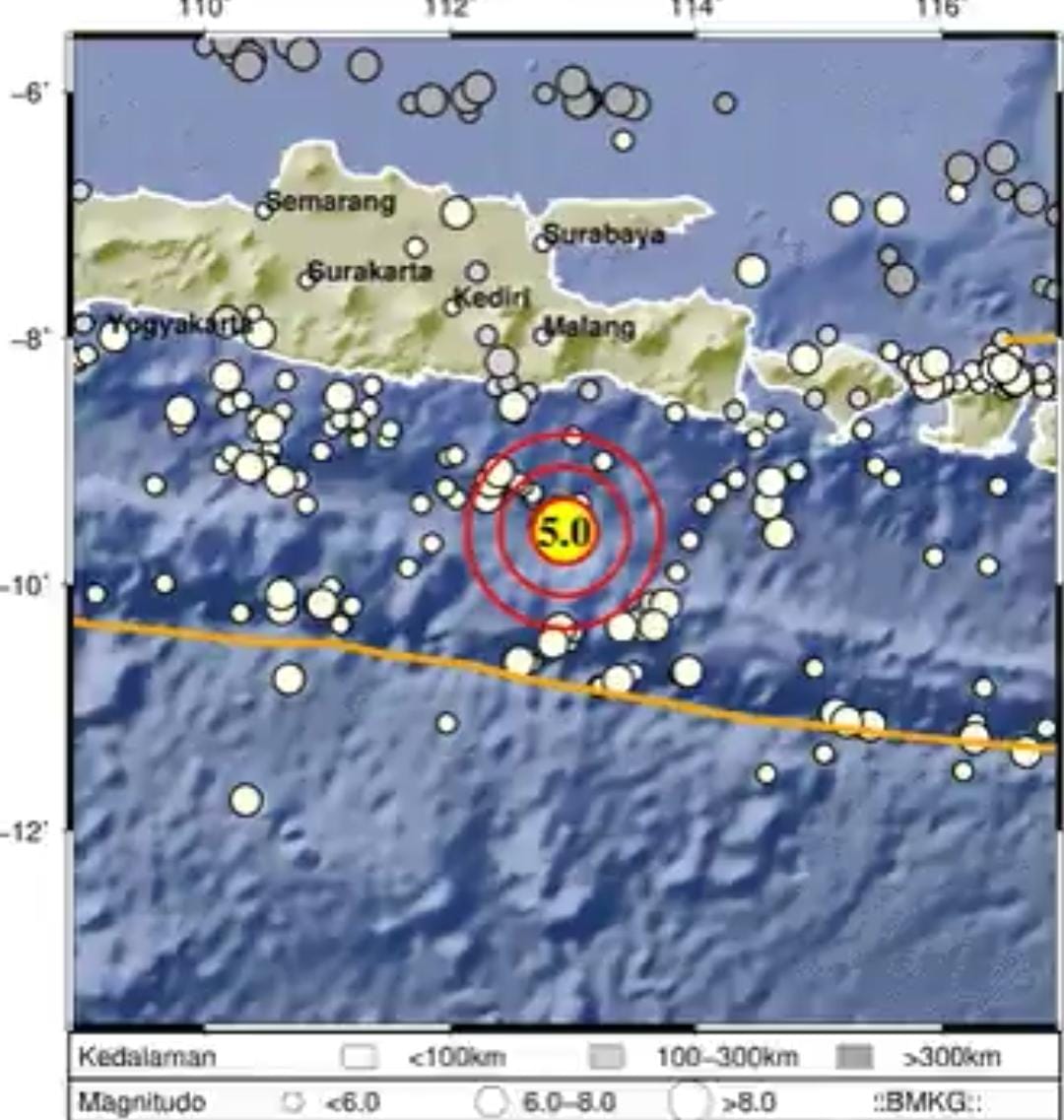 Gempa. (Foto: Twitter BMKG/Tugu Jatim)