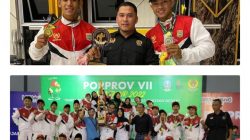 Cabor binaraga (atas) dan gulat (bawah) Kabupaten Malang raih gelar juara umum di Porprov Jatim VII.