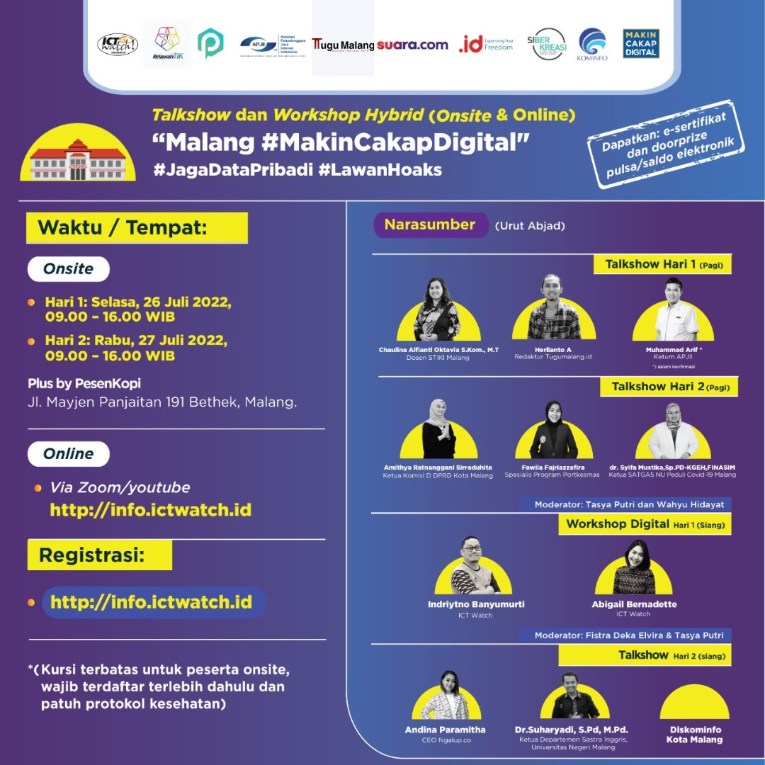 Famflet acara Roadshow Workshop Literasi Digital Jawa Timur.